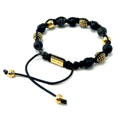 Classic Onyx, Black & Gold Black Cz Bracelet