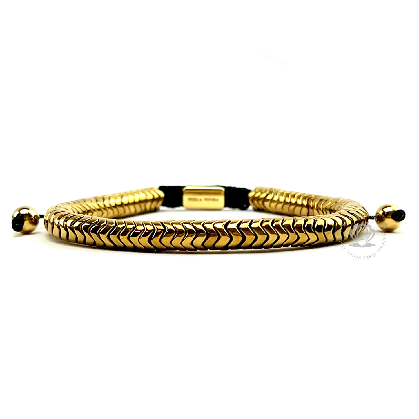 Yellow Gold Hematite Snake Bracelet