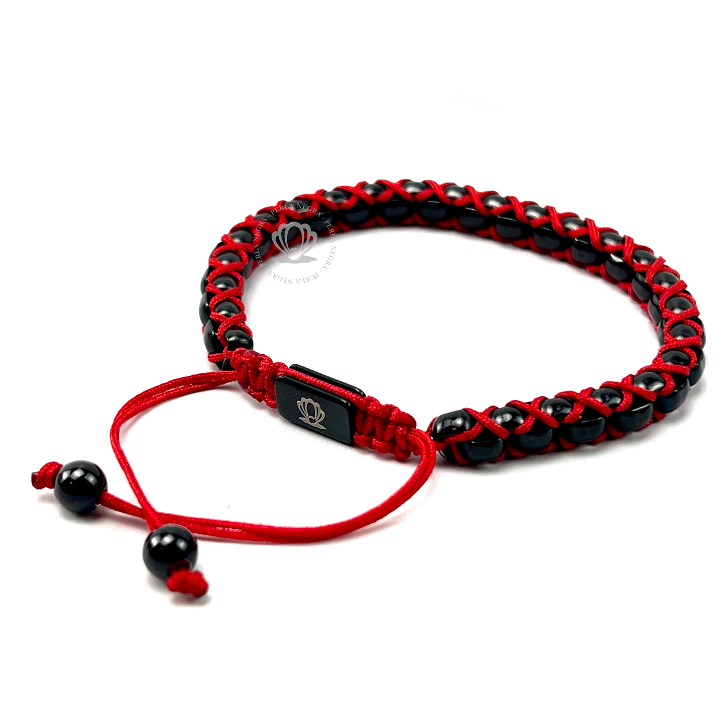 Chain Rhodium & Red Thread Bracelet