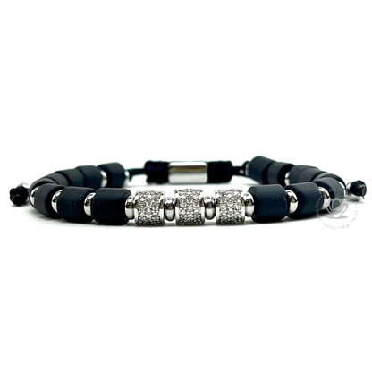 Black Onyx & Silver Cz Barrels