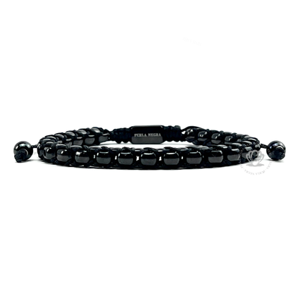 Chain Rhodium & Black Thread Bracelet