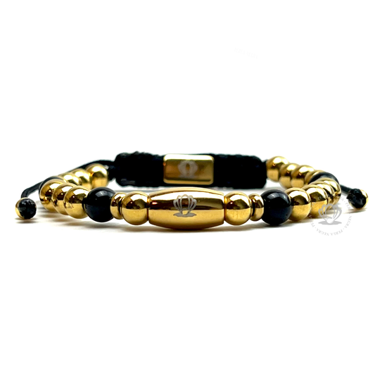 Yellow Gold & Onyx Small Beads Bracelet