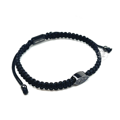Cz Black Turkish Eye Rhodium & Blue Cz - Black Rope