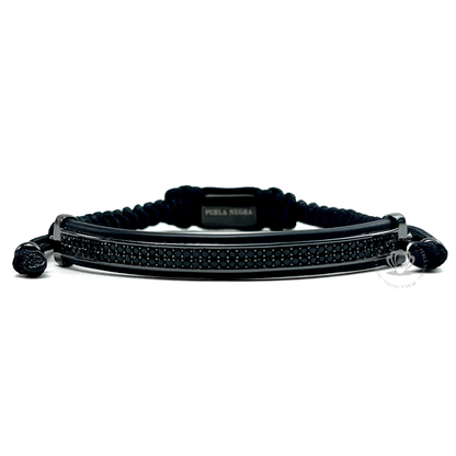 Rhodium Black Cz Curved Bracelet