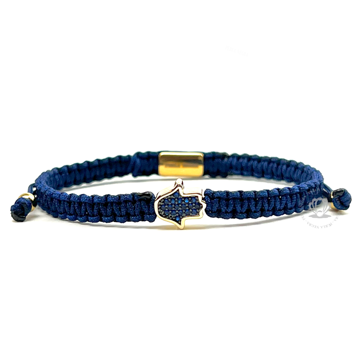 Blue Cz Gold Jamsa & Blue Macrame