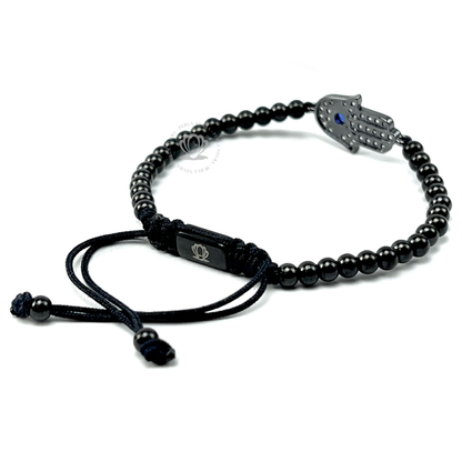 Rhodium Hamsa & Clear Cz Bracelet