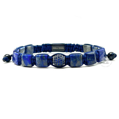 Blue Tiger Eye & Blue Cz Square Bracelet