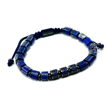 Blue Tiger Eye, Rhodium & Blue Cz Bracelet