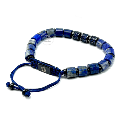 Blue Tiger Eye, Rhodium & Blue Cz Bracelet