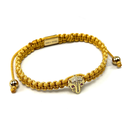 18K Gold Jaguar, Purple & Clear Cz Bracelet