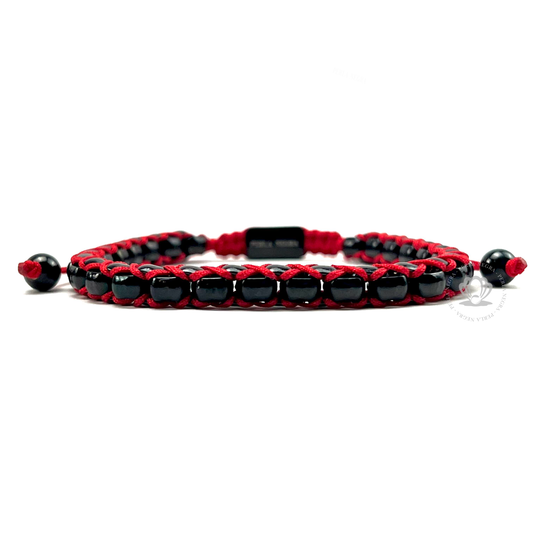 Chain Rhodium & Red Thread Bracelet