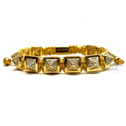 Yellow Gold Cz Pyramid Bracelet