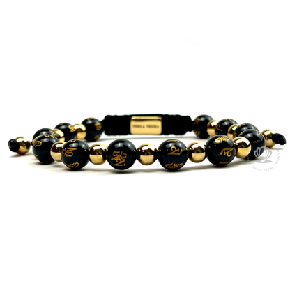 Onyx & Stainless Steel Gold Beads