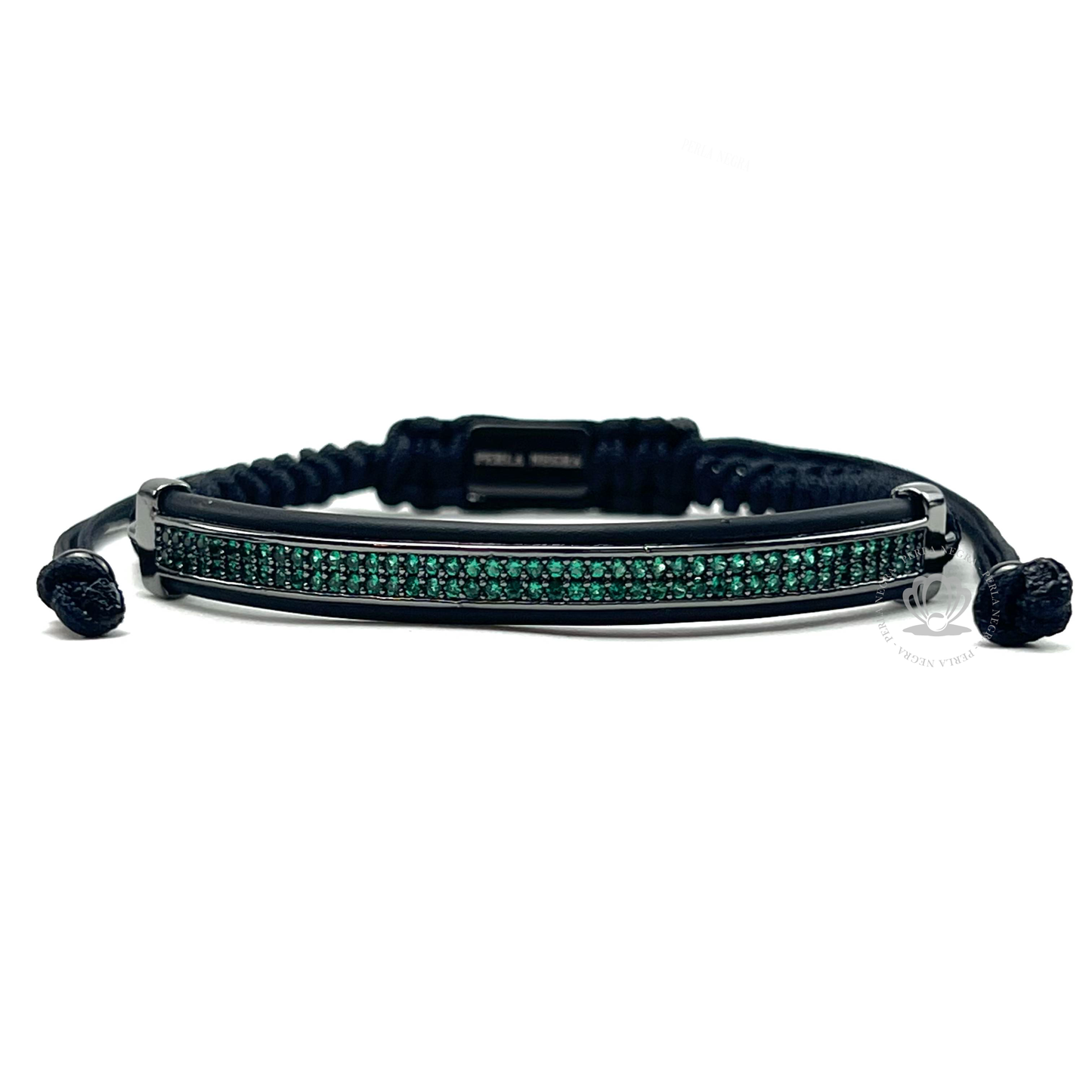 Rhodium Green Cz Curved Bracelet