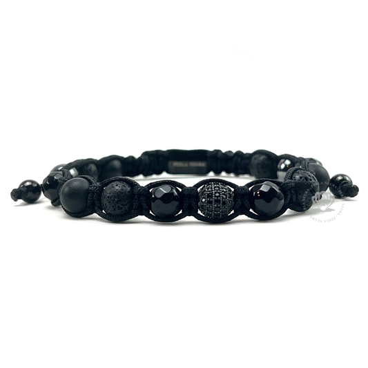 Volcanic Stone, Onyx & Hematite Beads Bracelet