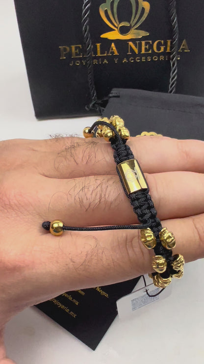 Imperial 18K Yellow Gold Skull Bracelet