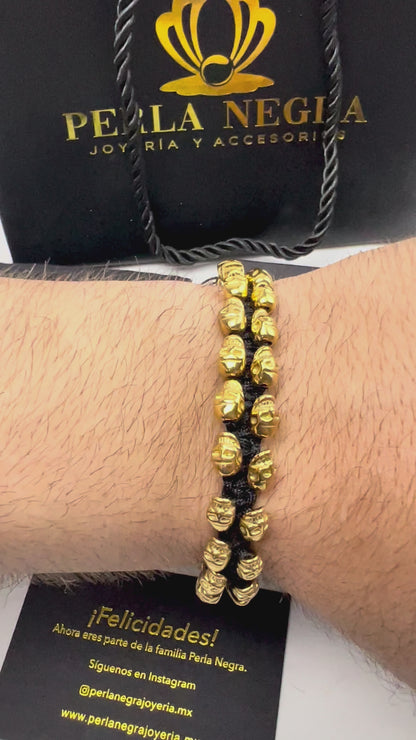 Imperial 18K Yellow Gold Skull Bracelet
