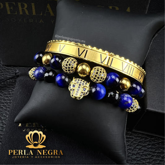 Yellow Gold Jaguar & Gold Roman Bracelet Set