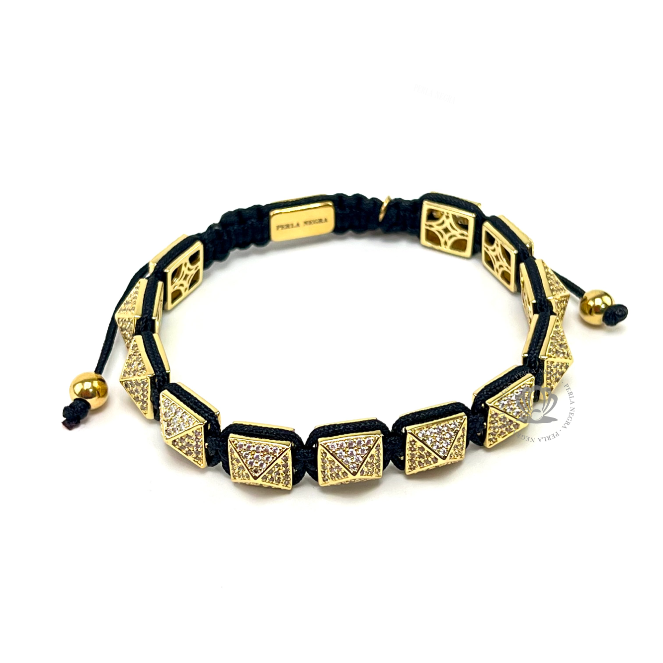 Yellow Gold Cz Pyramid Bracelet