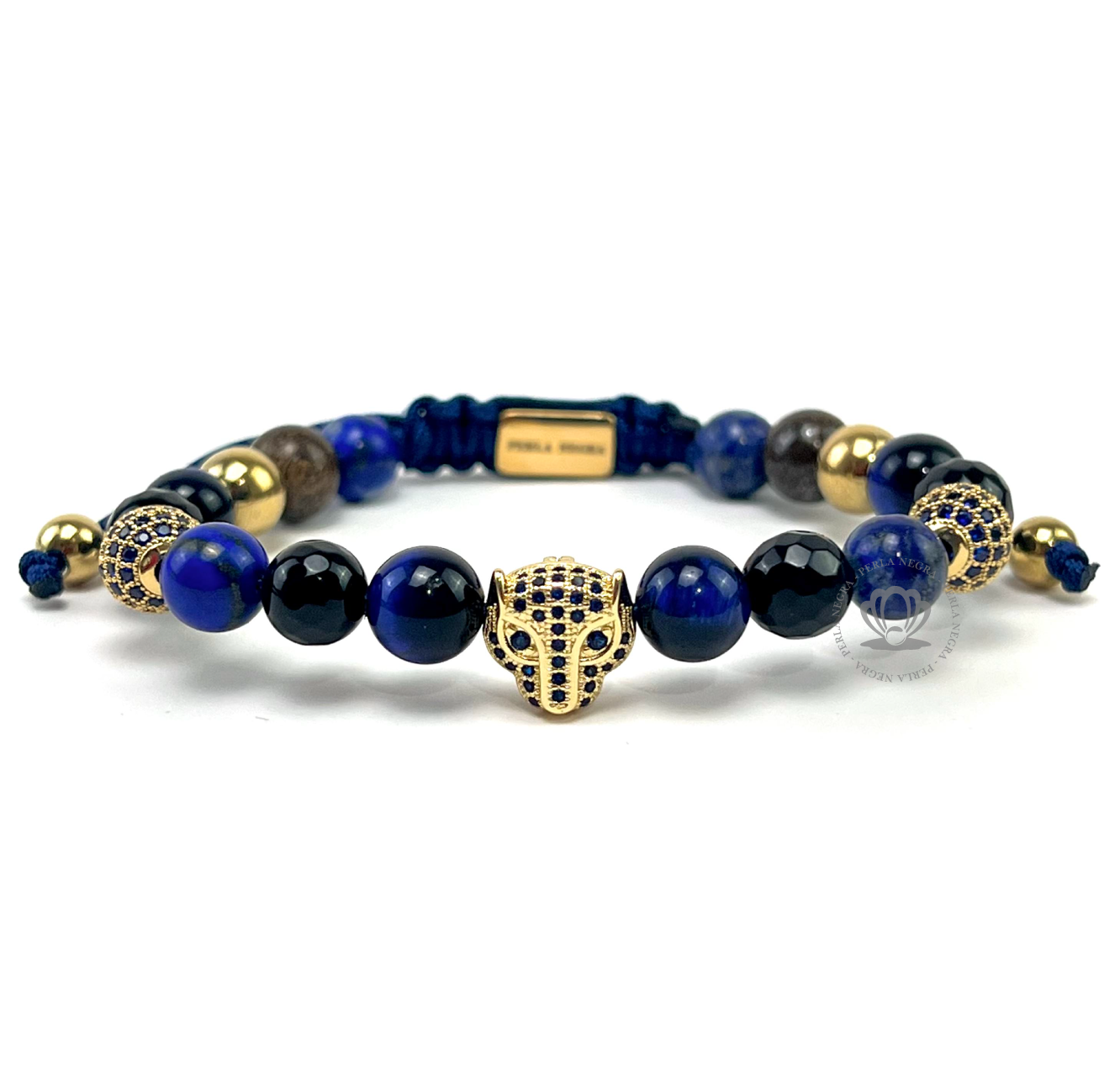 Yellow Gold Jaguar & Blue Tiger Eye Set