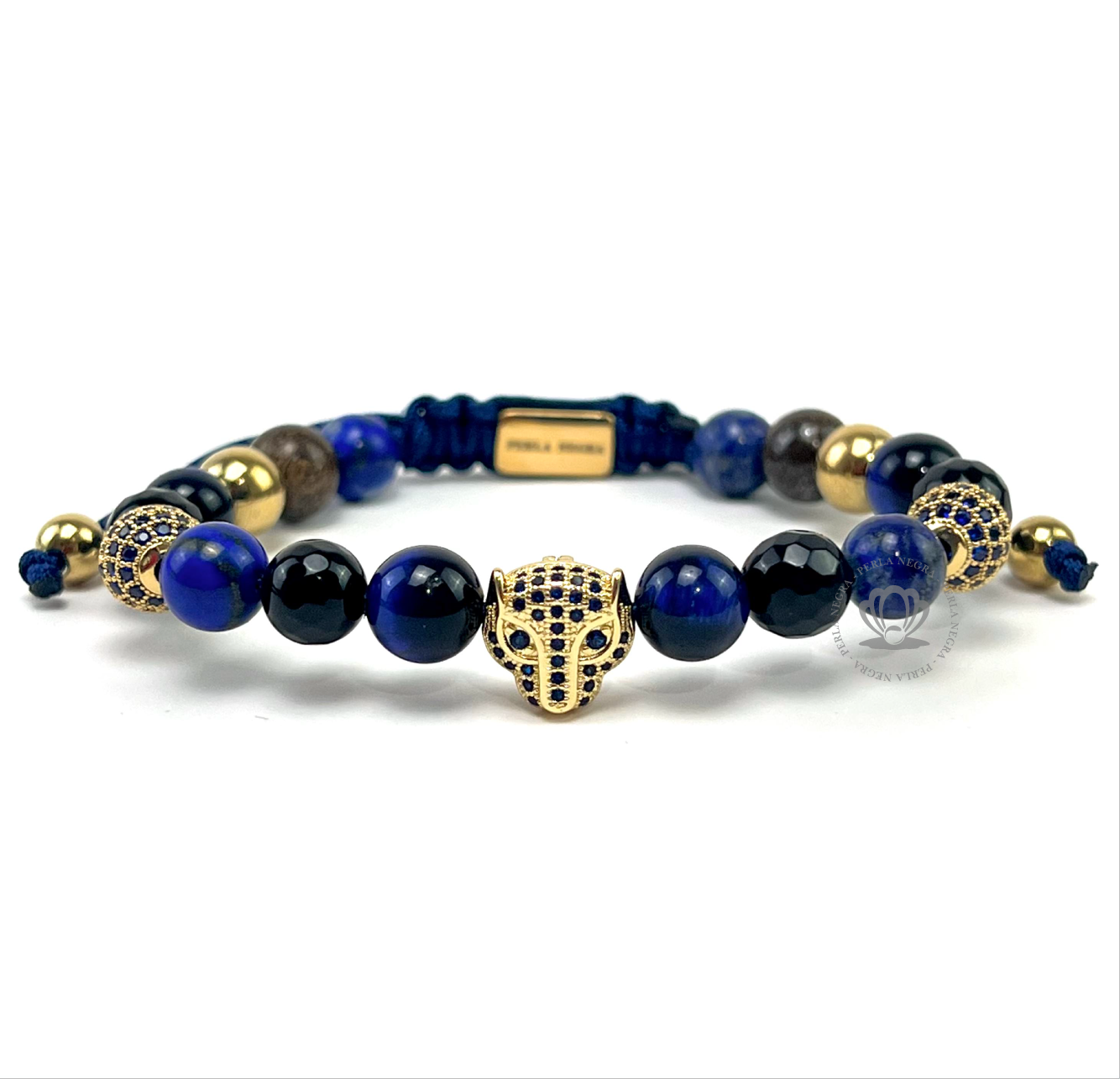 Yellow Gold Jaguar Blue Cz Set