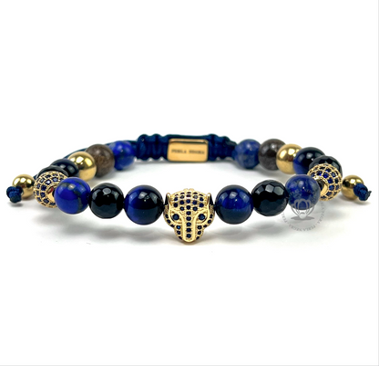 Yellow Gold Jaguar Blue Cz Set