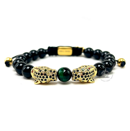 Double Black Cz Jaguar & Onyx Bracelet