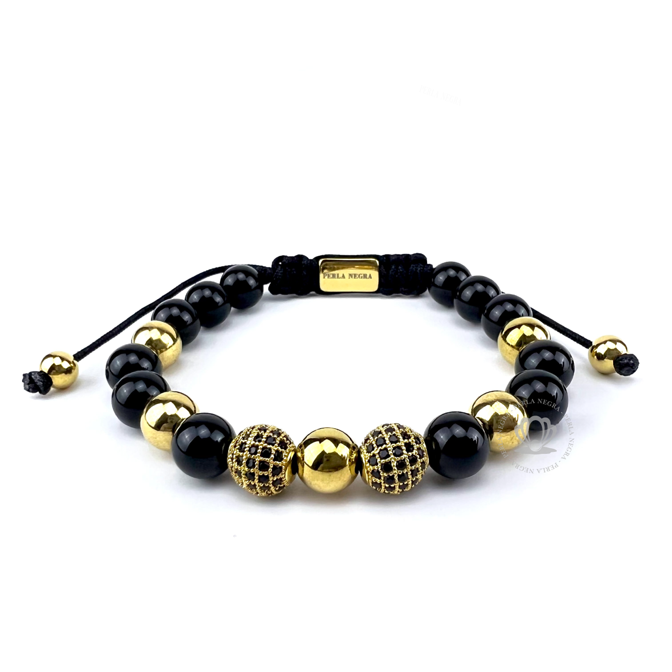 Yellow Gold Jaguar, Black Onyx & Black Onix Bracelet