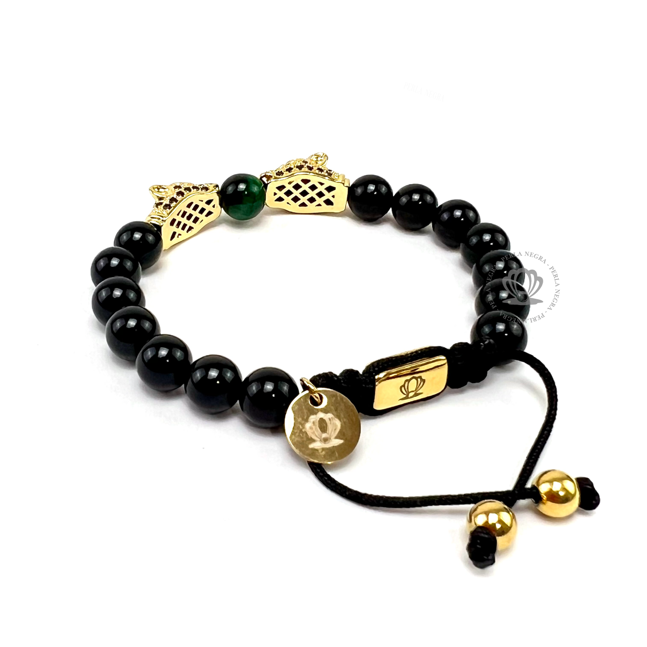 Double Black Cz Jaguar & Onyx Bracelet