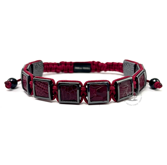 Red Piton & Black Hematite Bracelet - perlanegramx