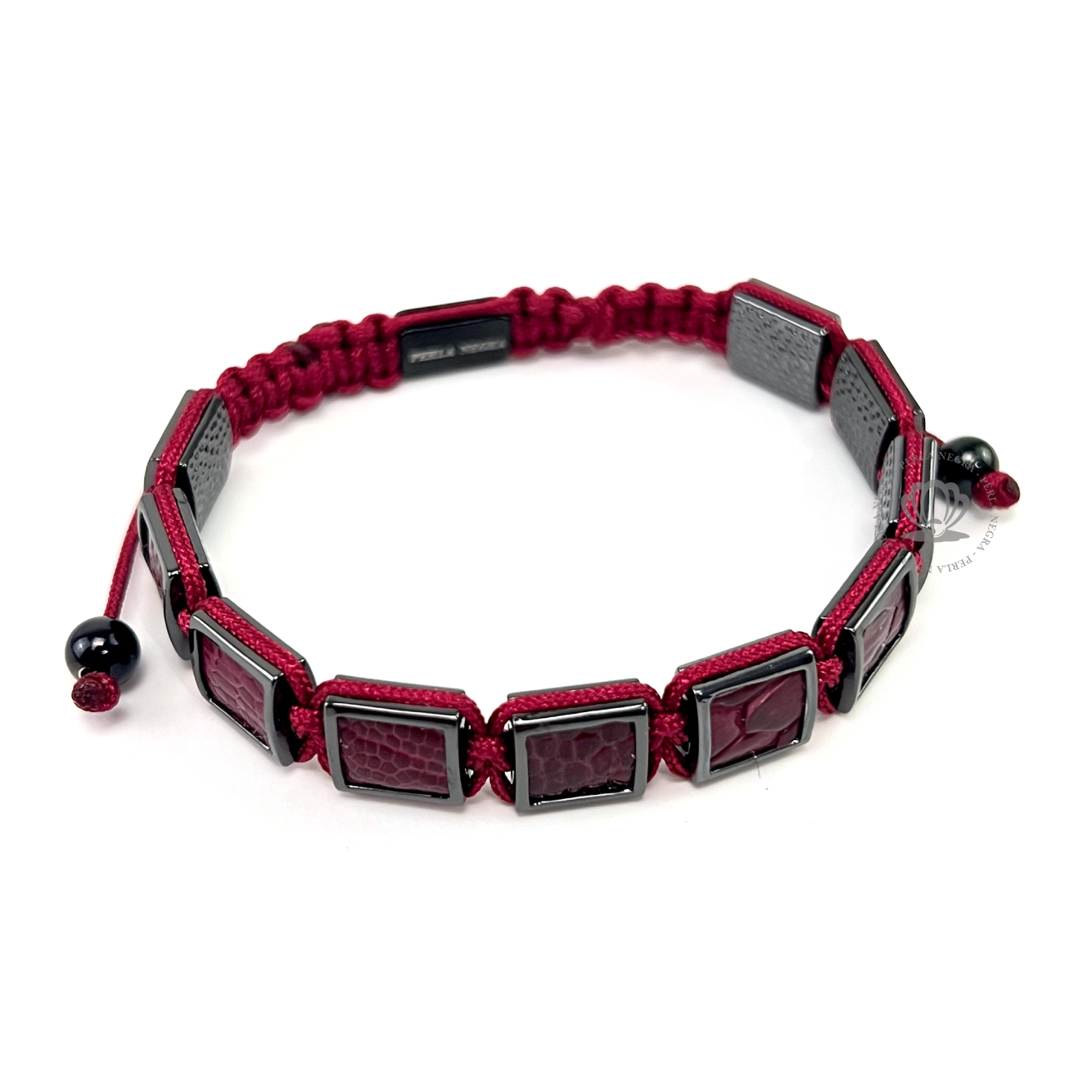 Red Piton & Black Hematite Bracelet - perlanegramx