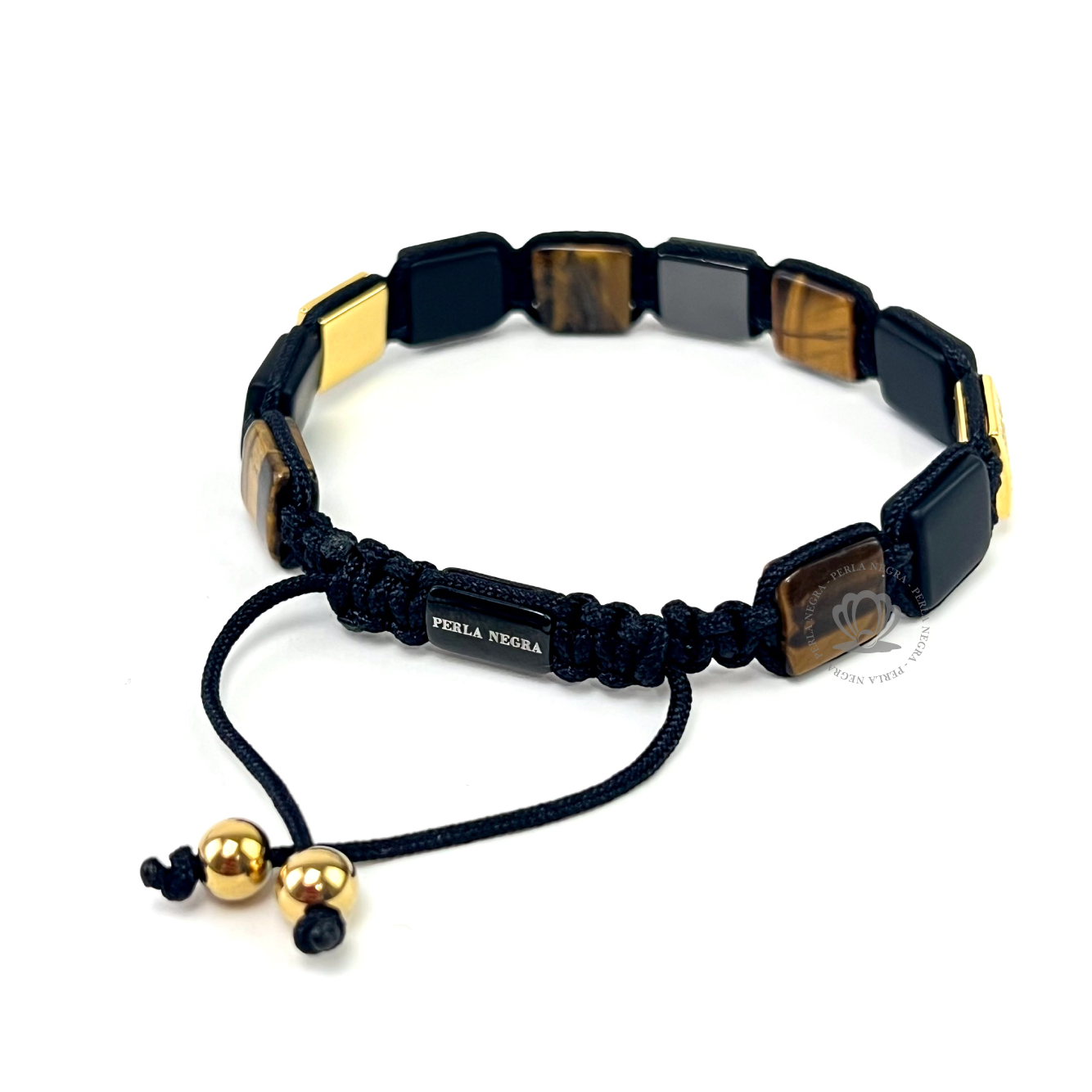 Brown Tiger Eye, Black Onyx & Cz Square - perlanegramx