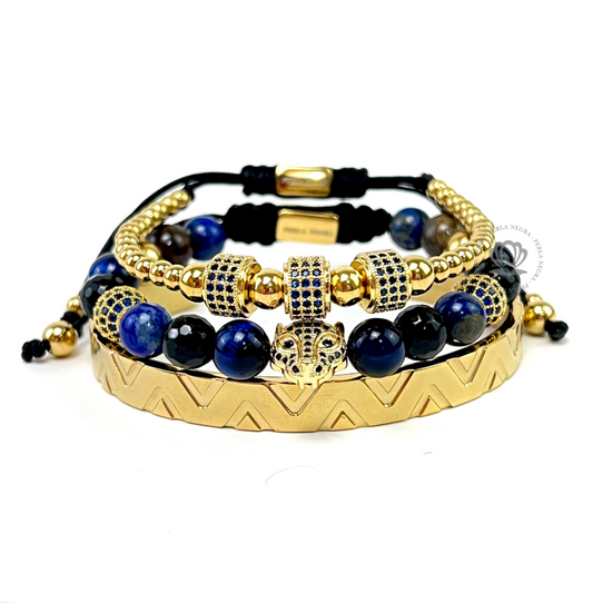 Yellow Gold Jaguar Blue Cz Set