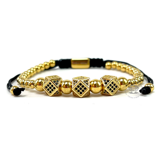 Yellow Gold Rhombuses Black Cz