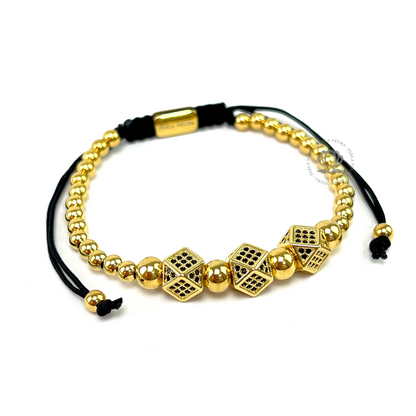 Yellow Gold Rhombuses Black Cz