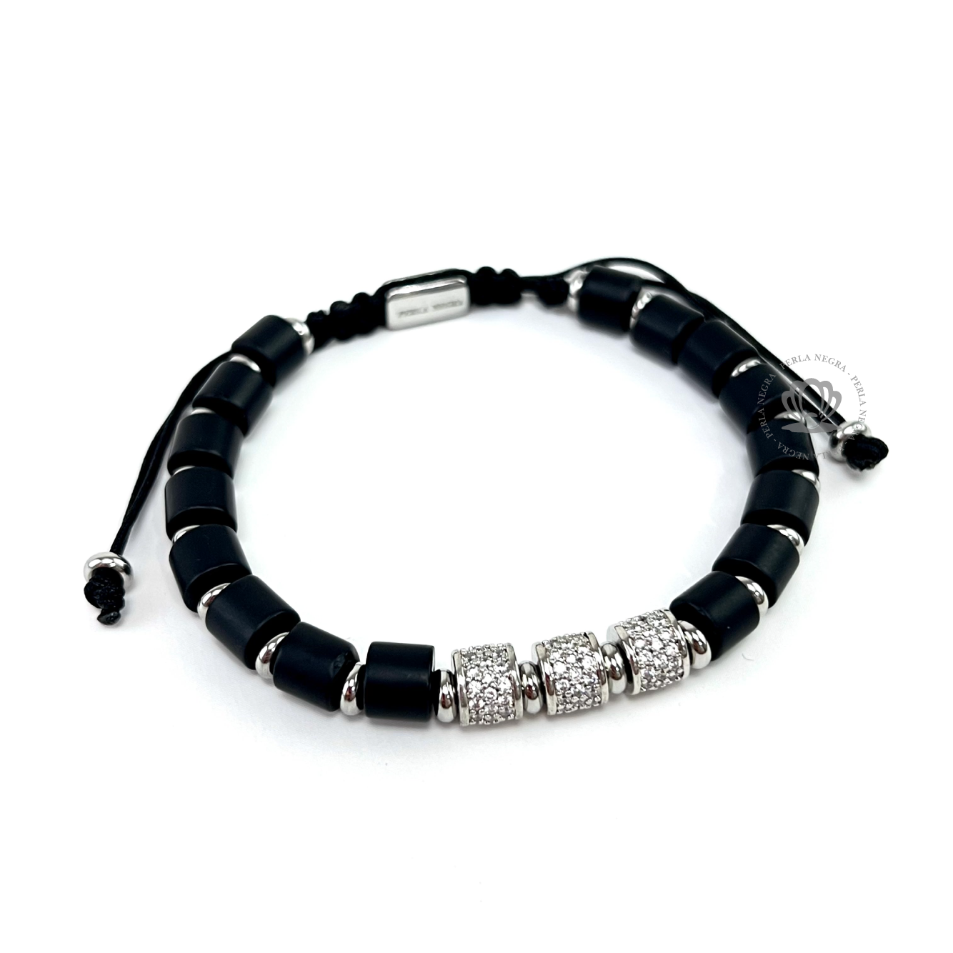 Black Onyx & Silver Cz Barrels