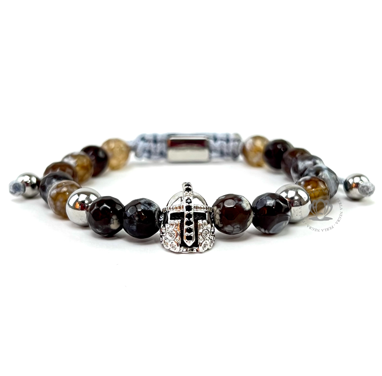 Silver Gladiator, White Gold Cz Crown & Silver Cross