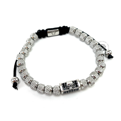 Black Cz Skull & Stainless Steel Silver Beads