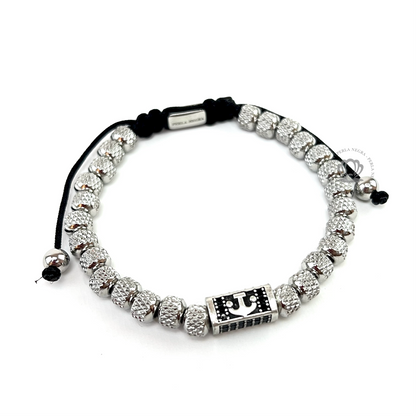 Black Cz Anchor & Stainless Steel Silver Beads