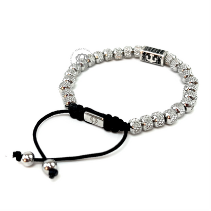 Black Cz Anchor & Stainless Steel Silver Beads