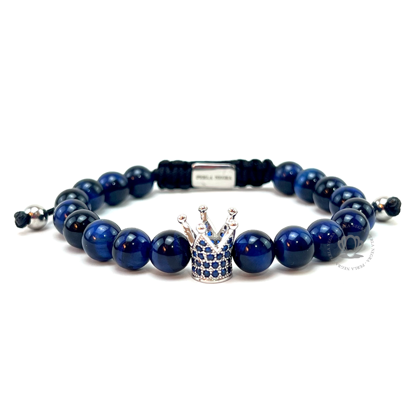 Silver Crown & Blue Tiger Eye Set