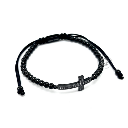 Rhodium Cz Black Cross