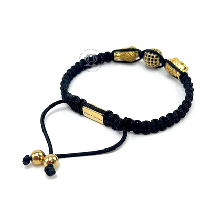 Double 18K Gold Buda Bracelet - perlanegramx