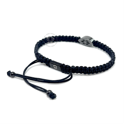 Cz Black Turkish Eye Rhodium & Blue Cz - Black Rope