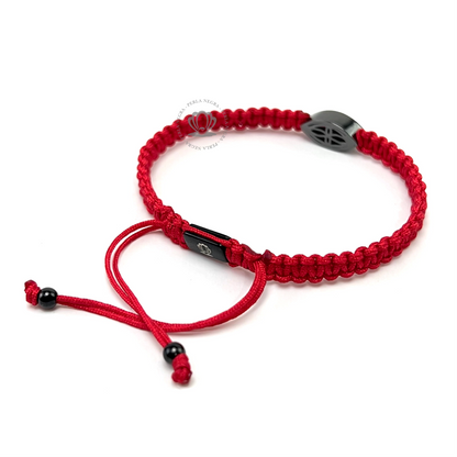 Cz Black Turkish Eye Rhodium & Blue Cz - Red Rope