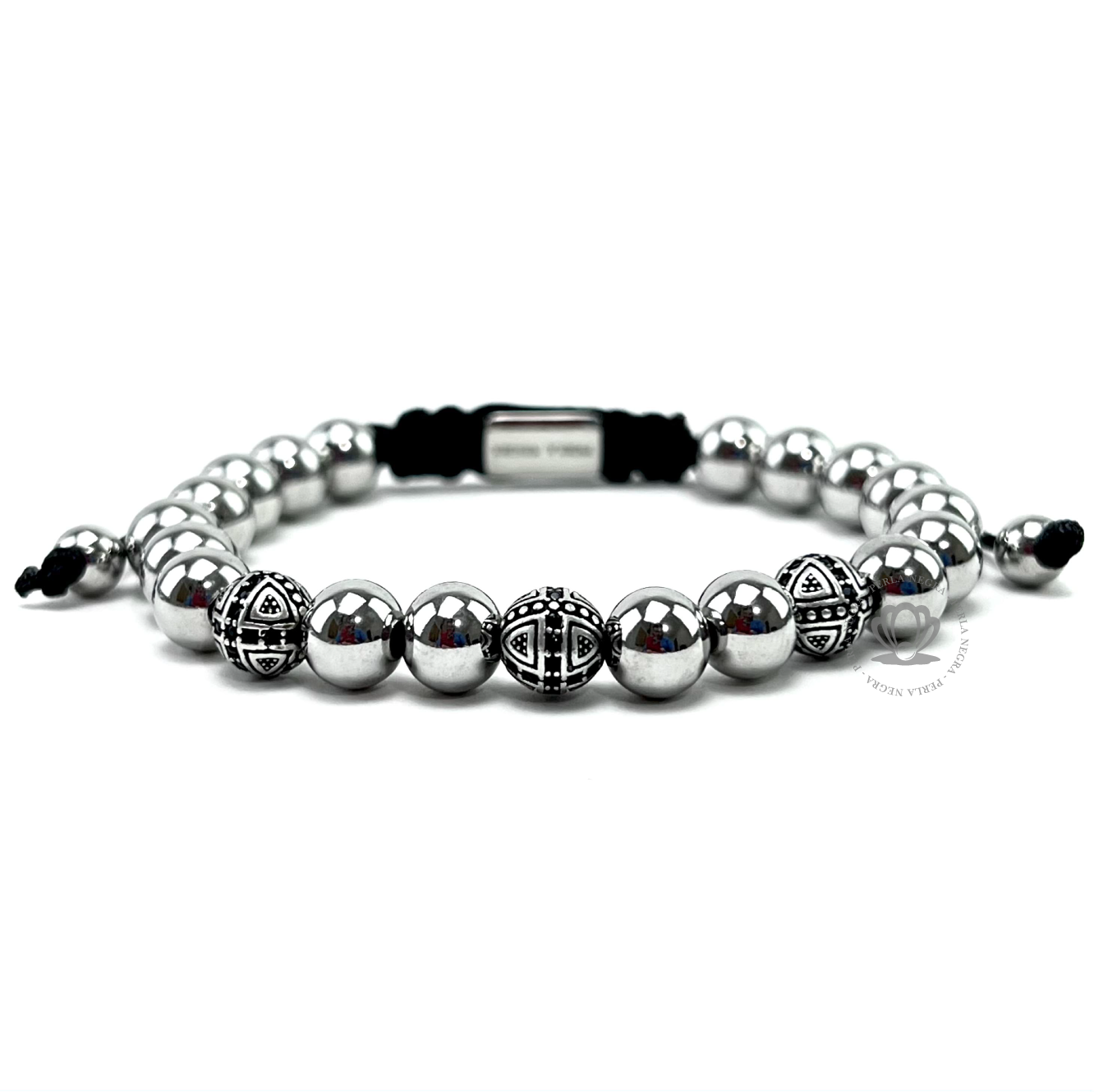 Silver Cross Black Cz Bracelet