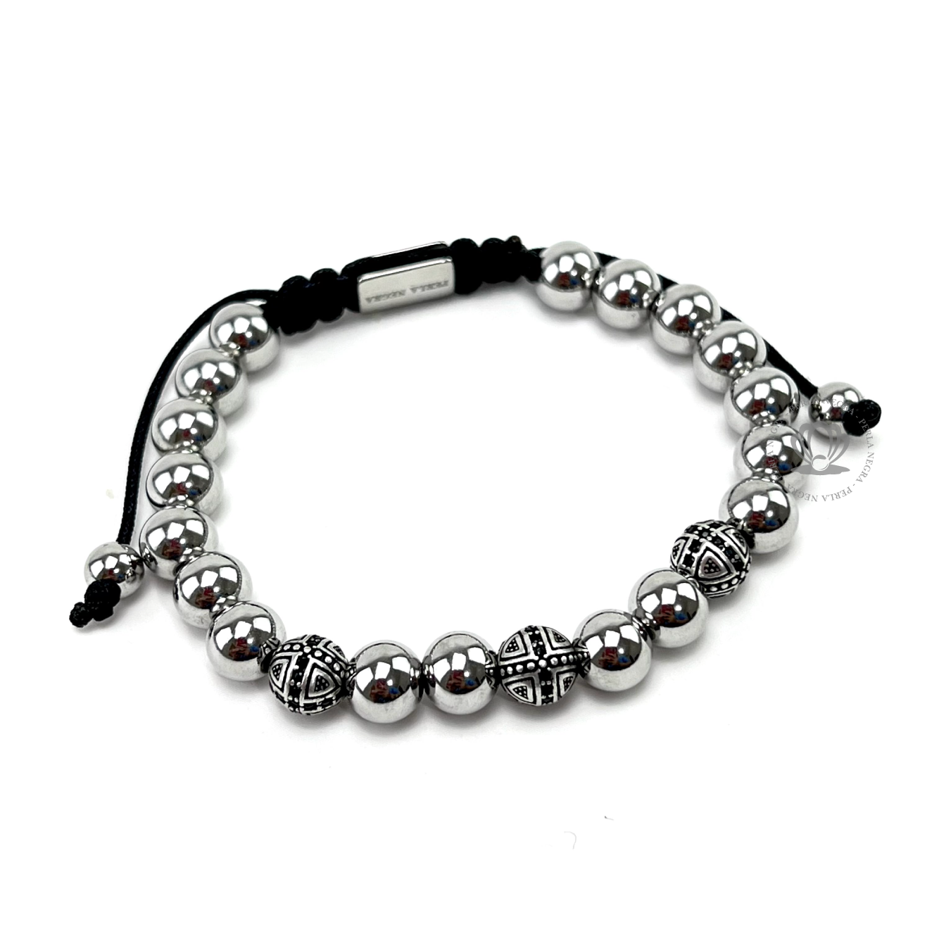 Silver Cross Black Cz Bracelet