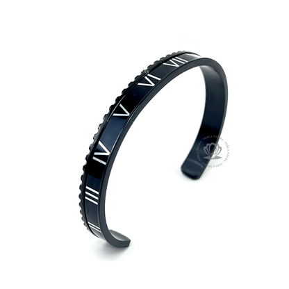 Rhodium Roman Speed Black Bracelet