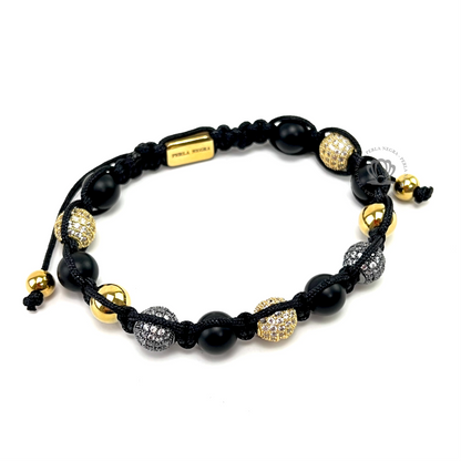 Classic Onyx, Black & Gold Clear Cz Bracelet