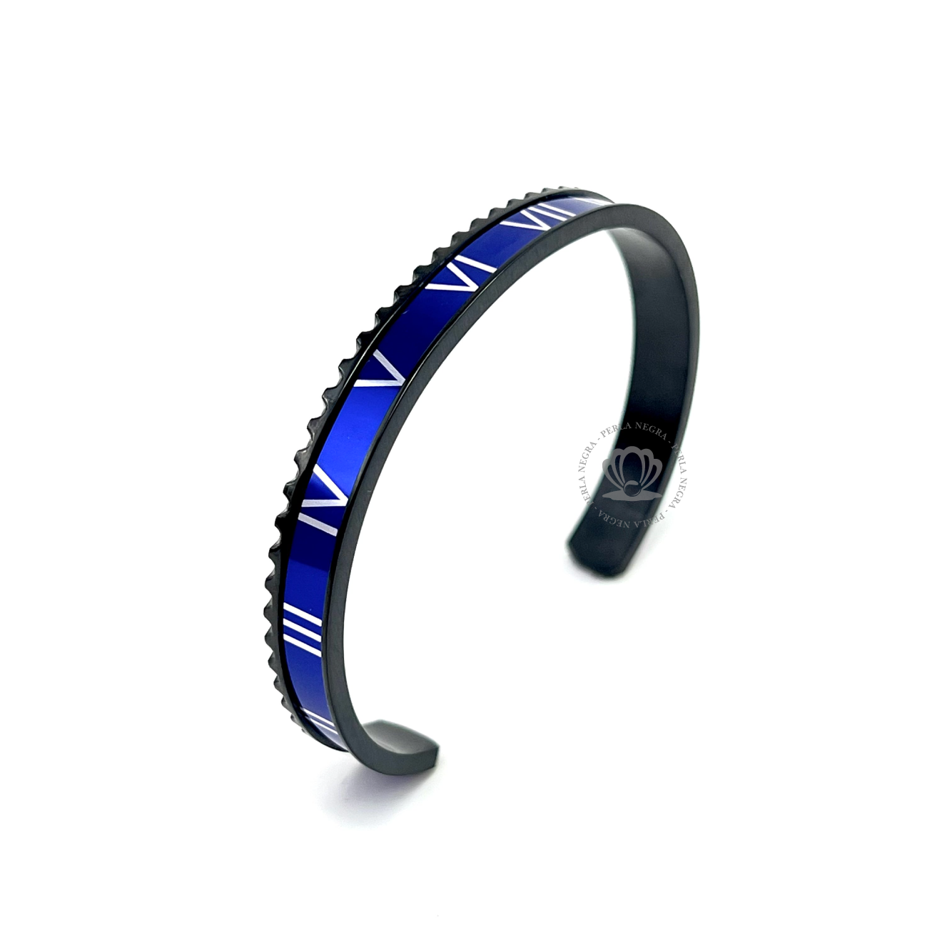 Rhodium Roman Speed Blue Bracelet - perlanegramx